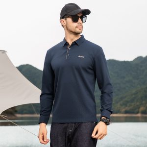 Lapel long sleeve men's polo shirt